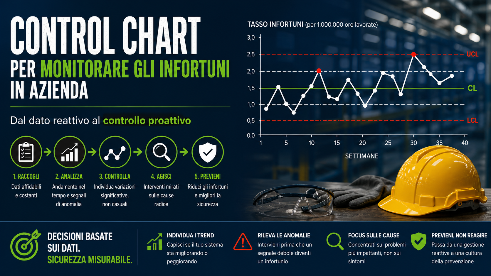 Control chart sicurezza sul lavoro: come usarle per monitorare gli infortuni in azienda