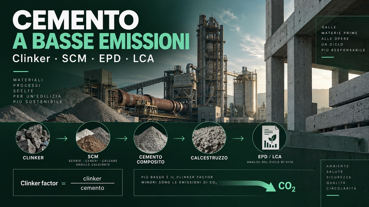 Cemento e calcestruzzo a basse emissioni: clinker, SCM, EPD e decarbonizzazione
