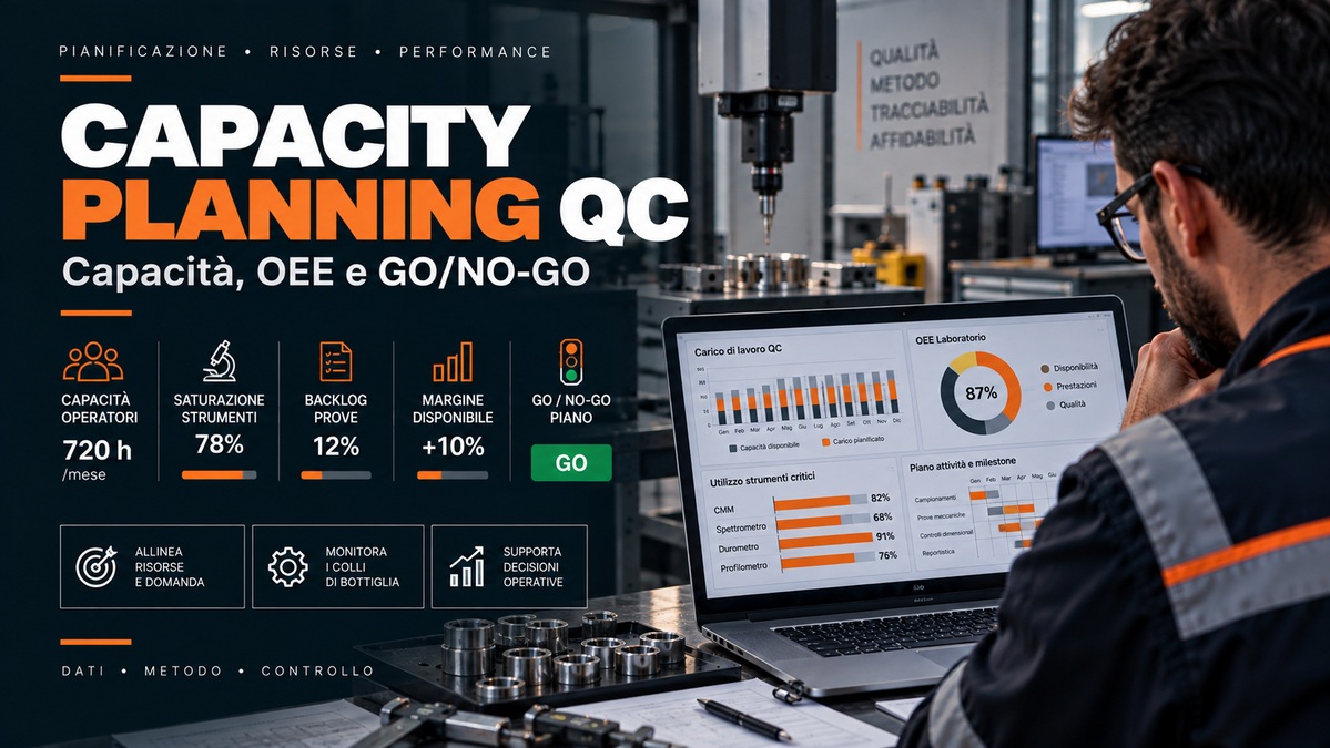 Capacity planning del controllo qualità in Excel: capacità, OEE e GO/NO-GO